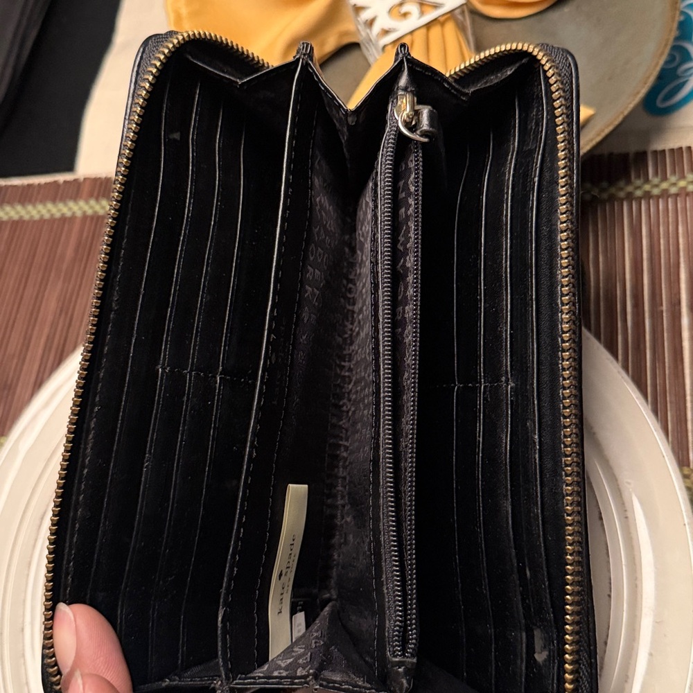 Kate Spade Black Textured Wallet with Gold Accents - Picture 6 of 7